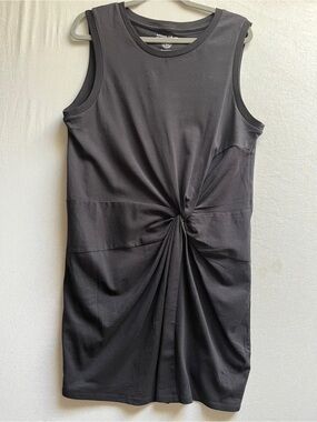 Design Lab Lord & Taylor Organic Cotton Sleeveless Twist Front Dress Black L